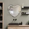 imageHasipu Heart Shaped Silver Mirror 24x24x08 inch Heart Mirror for Wall Decoration with Crystal Crush Diamond Wall Hang Frameless Mirror