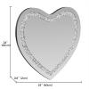imageHasipu Heart Shaped Silver Mirror 24x24x08 inch Heart Mirror for Wall Decoration with Crystal Crush Diamond Wall Hang Frameless Mirror