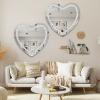 imageHasipu Heart Shaped Silver Mirror 24x24x08 inch Heart Mirror for Wall Decoration with Crystal Crush Diamond Wall Hang Frameless Mirror