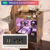imageHasipu LED Nightstand with Charging Station for BedroomTall Smart Bedside End Table with USB and Storage DrawerBrown