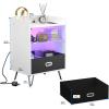 imageHasipu LED Nightstand with Charging Station for BedroomWhite Smart Bedside End Table with USB and Storage Drawer