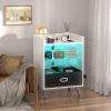 imageHasipu LED Nightstand with Charging Station for BedroomWhite Smart Bedside End Table with USB and Storage Drawer