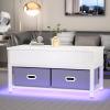 imageHasipu Lift Top Coffee Table with Storage for Living Room LED Furniture 394quotModern Square Center Tables with USB Charging Port White