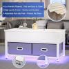 imageHasipu Lift Top Coffee Table with Storage for Living Room LED Furniture 394quotModern Square Center Tables with USB Charging Port White