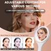 imageHasipu Travel Makeup Mirror with Lights 1X10X DoubleSided Magnifying Rechargeable Beauty Mirror with 3 Color Lights ampamp Touch Control Portable 3 in 1 Vanity Mirror Tabletop Handhold Hanging BlueWhite
