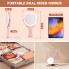 imageHasipu Travel Makeup Mirror with Lights 1X10X DoubleSided Magnifying Rechargeable Beauty Mirror with 3 Color Lights ampamp Touch Control Portable 3 in 1 Vanity Mirror Tabletop Handhold Hanging BluePink