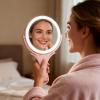imageHasipu Travel Makeup Mirror with Lights 1X10X DoubleSided Magnifying Rechargeable Beauty Mirror with 3 Color Lights ampamp Touch Control Portable 3 in 1 Vanity Mirror Tabletop Handhold Hanging BluePink