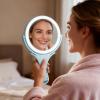 imageHasipu Travel Makeup Mirror with Lights 1X10X DoubleSided Magnifying Rechargeable Beauty Mirror with 3 Color Lights ampamp Touch Control Portable 3 in 1 Vanity Mirror Tabletop Handhold Hanging BlueBlue