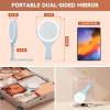 imageHasipu Travel Makeup Mirror with Lights 1X10X DoubleSided Magnifying Rechargeable Beauty Mirror with 3 Color Lights ampamp Touch Control Portable 3 in 1 Vanity Mirror Tabletop Handhold Hanging BlueBlue