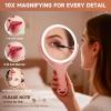 imageHasipu Travel Makeup Mirror with Lights 1X10X DoubleSided Magnifying Rechargeable Beauty Mirror with 3 Color Lights ampamp Touch Control Portable 3 in 1 Vanity Mirror Tabletop Handhold Hanging BluePink