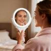 imageHasipu Travel Makeup Mirror with Lights 1X10X DoubleSided Magnifying Rechargeable Beauty Mirror with 3 Color Lights ampamp Touch Control Portable 3 in 1 Vanity Mirror Tabletop Handhold Hanging BlueWhite