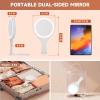 imageHasipu Travel Makeup Mirror with Lights 1X10X DoubleSided Magnifying Rechargeable Beauty Mirror with 3 Color Lights ampamp Touch Control Portable 3 in 1 Vanity Mirror Tabletop Handhold Hanging BlueWhite
