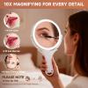 imageHasipu Travel Makeup Mirror with Lights 1X10X DoubleSided Magnifying Rechargeable Beauty Mirror with 3 Color Lights ampamp Touch Control Portable 3 in 1 Vanity Mirror Tabletop Handhold Hanging BlueWhite