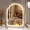 imageHasipu Vanity Mirror with Lights 11quot 14quot Arched LED Makeup Mirror Lighted Makeup Mirror with Lights Smart Touch Control Dimmable 3 Modes Light 360Rotation White11L x 14W