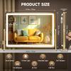 imageHasipu Vanity Mirror with Lights 12quot x 14quot LED Makeup Mirror Light up Mirror with Smart Touch 3 Color Modes and Brightness Adjustment 10X Magnifying Glass360 RotationGold