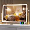 imageHasipu Vanity Mirror with Lights 12quot x 14quot LED Makeup Mirror Light up Mirror with Smart Touch 3 Color Modes and Brightness Adjustment 10X Magnifying Glass360 RotationGold