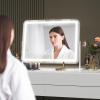 imageHasipu Vanity Mirror with Lights 12quot x 14quot LED Makeup Mirror Light up Mirror with Smart Touch 3 Color Modes and Brightness Adjustment 10X Magnifying Glass360 RotationWhite