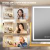 imageHasipu Vanity Mirror with Lights 12quot x 14quot LED Makeup Mirror Light up Mirror with Smart Touch 3 Color Modes and Brightness Adjustment 10X Magnifying Glass360 RotationGold