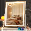 imageHasipu Vanity Mirror with Lights 12quot x 14quot LED Makeup Mirror Light up Mirror with Smart Touch 3 Color Modes and Brightness Adjustment 10X Magnifying Glass360 RotationWhite