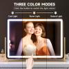 imageHasipu Vanity Mirror with Lights 12quot x 14quot LED Makeup Mirror Light up Mirror with Smart Touch 3 Color Modes and Brightness Adjustment 10X Magnifying Glass360 RotationGold