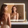 imageHasipu Vanity Mirror with Lights 12quot x 14quot LED Makeup Mirror Light up Mirror with Smart Touch 3 Color Modes and Brightness Adjustment 10X Magnifying Glass360 RotationGold