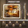 imageHasipu Vanity Mirror with Lights 12quot x 14quot LED Makeup Mirror Light up Mirror with Smart Touch 3 Color Modes and Brightness Adjustment 10X Magnifying Glass360 RotationGold