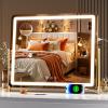 imageHasipu Vanity Mirror with Lights 12quot x 14quot LED Makeup Mirror Light up Mirror with Smart Touch 3 Color Modes and Brightness Adjustment 10X Magnifying Glass360 RotationGold