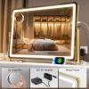 imageHasipu Vanity Mirror with Lights 12quot x 14quot LED Makeup Mirror Light up Mirror with Smart Touch 3 Color Modes and Brightness Adjustment 10X Magnifying Glass360 RotationGold