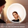 imageHasipu Vanity Mirror with Lights 236quot LED Large Makeup Mirror Lighted Makeup Mirror with Lights Smart Touch Control 3 Colors Dimmable Round Mirror 360Rotation WhiteWhite