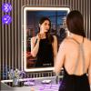 imageHasipu Vanity Mirror with Lights 242quot x 189quot LED Make up Mirror Light up Mirror with 10X Magnification and USB Charging Port Phone Holder Smart Touch 3 Colors Dimmable 360 Rotation BlackRound Whitebluetooth