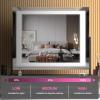 imageHasipu Vanity Mirror with Lights 242quot x 189quot LED Make up Mirror Light up Mirror with 10X Magnification and USB Charging Port Phone Holder Smart Touch 3 Colors Dimmable 360 Rotation BlackSquare Black