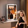 imageHasipu Vanity Mirror with Lights 242quot x 189quot LED Make up Mirror Light up Mirror with 10X Magnification and USB Charging Port Phone Holder Smart Touch 3 Colors Dimmable 360 Rotation BlackRound Whitebluetooth