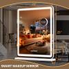 imageHasipu Vanity Mirror with Lights 242quot x 189quot LED Make up Mirror Light up Mirror with 10X Magnification and USB Charging Port Phone Holder Smart Touch 3 Colors Dimmable 360 Rotation BlackRound Whitebluetooth
