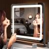 imageHasipu Vanity Mirror with Lights 242quot x 189quot LED Make up Mirror Light up Mirror with 10X Magnification and USB Charging Port Phone Holder Smart Touch 3 Colors Dimmable 360 Rotation BlackRound Black