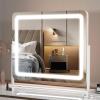 imageHasipu Vanity Mirror with Lights 242quot x 189quot LED Make up Mirror Light up Mirror with 10X Magnification and USB Charging Port Phone Holder Smart Touch 3 Colors Dimmable 360 Rotation BlackRound White