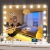imageHasipu Vanity Mirror with Lights 32quot x 24quot Makeup Mirror Light up Mirror with 14 Dimmable LED Lights and 10X Magnification 3 Colors Modes Touch Control USB Charging Port White RoundRound White