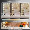 imageHasipu Vanity Mirror with Lights 32quot x 24quot Makeup Mirror Light up Mirror with 14 Dimmable LED Lights and 10X Magnification 3 Colors Modes Touch Control USB Charging Port White RoundRound White