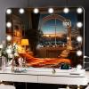 imageHasipu Vanity Mirror with Lights 32quot x 24quot Makeup Mirror Light up Mirror with 14 Dimmable LED Lights and 10X Magnification 3 Colors Modes Touch Control USB Charging Port White RoundRound White
