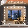 imageHasipu Vanity Mirror with Lights 32quot x 24quot Makeup Mirror Light up Mirror with 14 Dimmable LED Lights and 10X Magnification 3 Colors Modes Touch Control USB Charging Port White RoundRound White