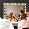 imageHasipu Vanity Mirror with Lights 32quot x 24quot Makeup Mirror Light up Mirror with 14 Dimmable LED Lights and 10X Magnification 3 Colors Modes Touch Control USB Charging Port White RoundRound White