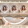 imageHasipu Vanity Mirror with Lights and Bluetooth 28quot LED Makeup Mirror Lighted Makeup Mirror with Lights Smart Touch Control 3 Colors Dimmable Round Mirror 360Rotation WhiteWhite