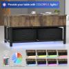 imageLift Top Coffee Table with Storage for Living Room LED Furniture 394quotModern Square Center Tables with USB Charging Port and LED Lights Brown