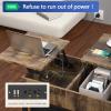 imageLift Top Coffee Table with Storage for Living Room LED Furniture 394quotModern Square Center Tables with USB Charging Port and LED Lights Brown