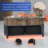 imageLift Top Coffee Table with Storage for Living Room LED Furniture 394quotModern Square Center Tables with USB Charging Port and LED Lights Brown