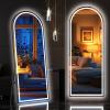 imageHasipu 95quot X 40quot Full Length Mirror with Lights White Frame Arch Led Mirror Full Length and 3 Colors Temperatures ampamp Brightness AdjustableLight Up Mirror Full Body for Bedroom Cloakroom Living RoomBlack