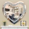 imageHasipu Heart Shaped Silver Mirror 24x24x08 inch Heart Mirror for Wall Decoration with Crystal Crush Diamond Wall Hang Frameless Mirror
