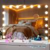 imageHasipu Hollywood Vanity Mirror with Lights and Bluetooth Speaker 29quot x 20quot Makeup Mirror with 14 Dimmable LED Bulbs 3 Color Modes 5X Magnifying Glass Touch Control USB and TypeC Tempered Glass32L x 24W