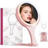 imageHasipu Travel Makeup Mirror with Lights 1X10X DoubleSided Magnifying Rechargeable Beauty Mirror with 3 Color Lights ampamp Touch Control Portable 3 in 1 Vanity Mirror Tabletop Handhold Hanging BluePink