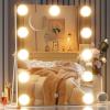 imageHasipu Vanity Mirror with Lights 11quot x 14quot Hollywood Mirror Makeup Mirror with 11 Dimmable Bulbs and 10X Magnification 3 Colors Modes Touch Control USB Charging Port 360 Rotation White