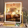 imageHasipu Vanity Mirror with Lights 12quot x 14quot LED Makeup Mirror Light up Mirror with Smart Touch 3 Color Modes and Brightness Adjustment 10X Magnifying Glass360 RotationGold
